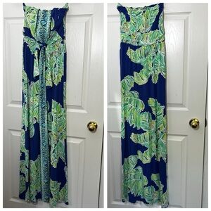LILLY PULITZER Rosalina Iris Blue Strapless Floral Dress size XS